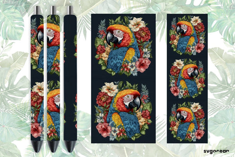 Embroidery Parrot Pen Wraps | Sublimation SVG SvgOcean 