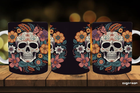 Embroidery Skull Mug | 11 oz | Sublimation SVG SvgOcean 