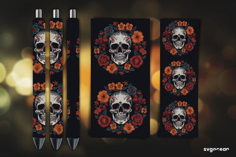 Embroidery Skull Pen Wraps | Sublimation SVG SvgOcean 