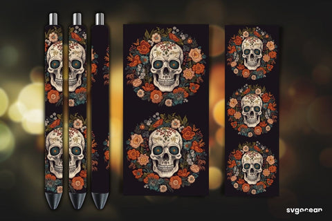 Embroidery Skull Pen Wraps | Sublimation SVG SvgOcean 