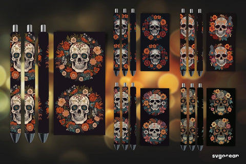 Embroidery Skull Pen Wraps | Sublimation SVG SvgOcean 