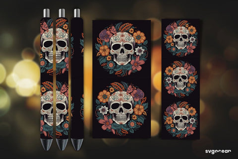 Embroidery Skull Pen Wraps | Sublimation SVG SvgOcean 