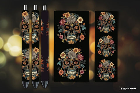 Embroidery Skull Pen Wraps | Sublimation SVG SvgOcean 