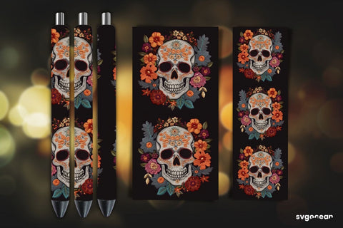 Embroidery Skull Pen Wraps | Sublimation SVG SvgOcean 