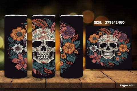 Embroidery Skull Tumbler Wrap | 20 Oz | Sublimation SVG SvgOcean 