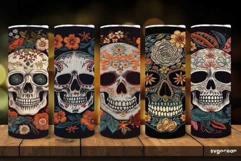 Embroidery Skull Tumbler Wrap | 20 Oz | Sublimation SVG SvgOcean 