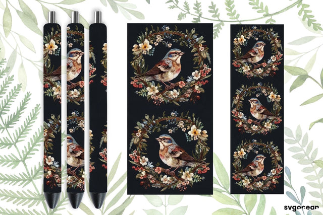 Embroidery Sparrow Pen Wraps | Sublimation SVG SvgOcean 