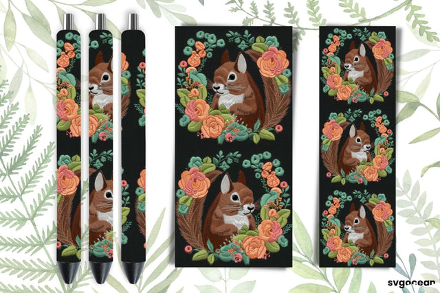 Embroidery Squirrel Pen Wraps | Sublimation SVG SvgOcean 