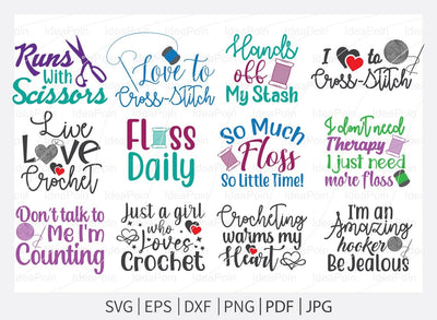 Embroidery Svg, Love to Cross-Stitch svg, Embroidery quotes, Love to Embroider, Crochet quotes Svg, Knitting Svg, Sewing svg Bundle, Crafts SVG Dinvect 