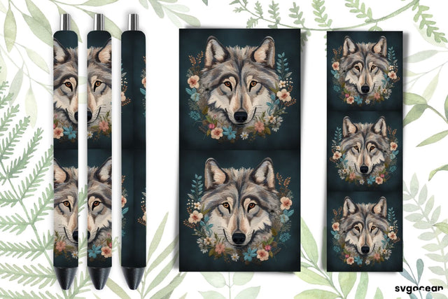 Embroidery Wolf Pen Wraps | Sublimation SVG SvgOcean 