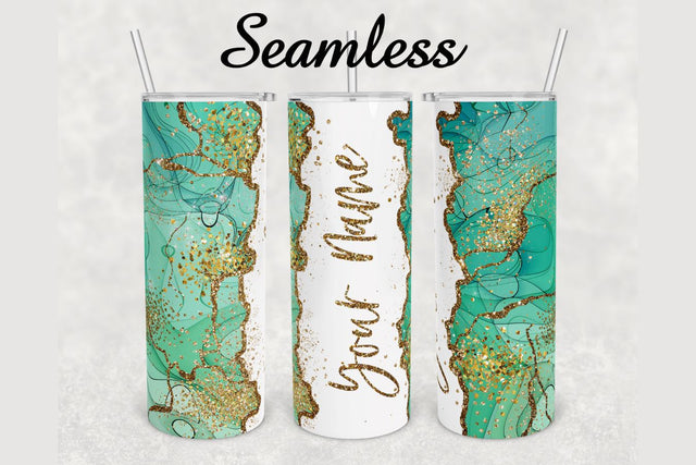 Emerald green Floral Glitter Agate Tumbler sublimation design 20 oz skinny tumbler wrap Sublimation BambinaCreations 