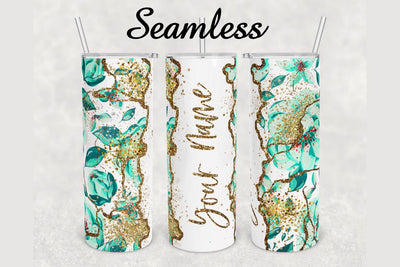 Emerald Green Floral Marble Tumbler sublimation design 20 oz skinny tumbler wrap Sublimation BambinaCreations 