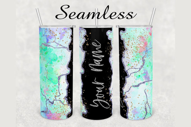 Emerald Green Flowers Glitter Agate Tumbler sublimation design 20 oz skinny tumbler wrap Sublimation BambinaCreations 