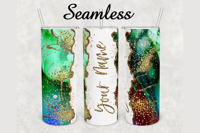 Emerald Green Gold Agate Tumbler sublimation design 20 oz skinny tumbler wrap Sublimation BambinaCreations 