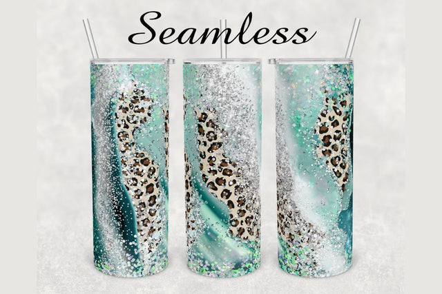 Emerald Green Marble Leopard Tumbler sublimation design 20 oz skinny tumbler wrap Sublimation BambinaCreations 