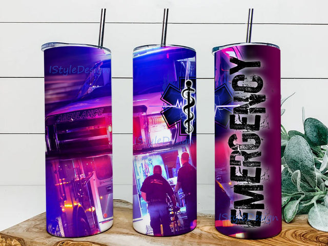 Emergency Tumbler 20 oz Skinny Wrap Sublimation Straight/Tapered, Emergency Tumbler PNG Sublimation BouDesign 