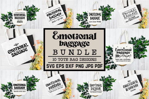 Emotional Baggage SVG Bundle | Funny Tote Bag Quote Cut Files SVG RoseMartiniDesigns 