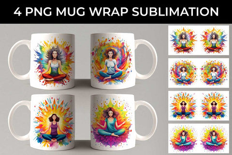 Empowerment Burst - Confident Yoga Mug Wrap Sublimation Bundle Sublimation Sintegra 