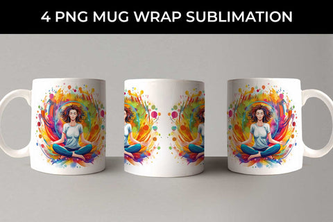 Empowerment Burst - Confident Yoga Mug Wrap Sublimation Bundle Sublimation Sintegra 