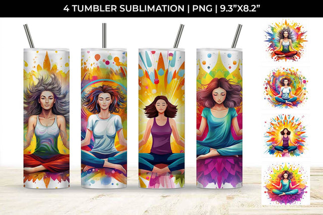 Empowerment Burst - Confident Yoga Tumbler Wrap Bundle Sublimation Sintegra 