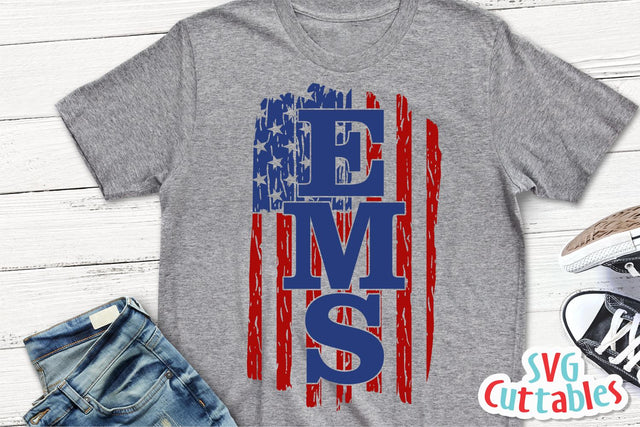 EMS Distressed Flag Svg Cuttables 