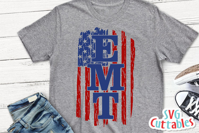 EMT Distressed Flag Svg Cuttables 