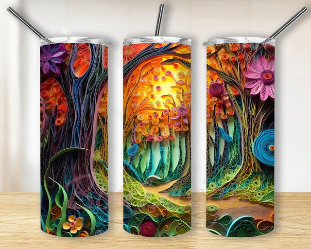 Enchanted Forest 20oz Skinny Tumbler Png, Enchanted Forest Animals Png, Colorful Floral Tumbler, Sublimation Designs, Tumbler Wrap, Sublimation Sublimation BouDesign 