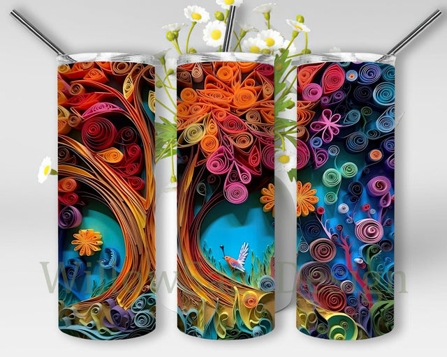 Enchanted Forest 20oz Skinny Tumbler Png, Enchanted Forest Animals Png, Colorful Floral Tumbler, Sublimation Designs, Tumbler Wrap, Sublimation Sublimation WillowSageDesign 