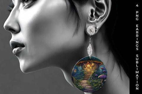 Enchanted Haven Earrings: Fairy Tale Forest, Magical Journey, Woodland Wonderland Sublimation Sintegra 