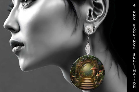 Enchanted Haven Earrings: Fairy Tale Forest, Magical Journey, Woodland Wonderland Sublimation Sintegra 