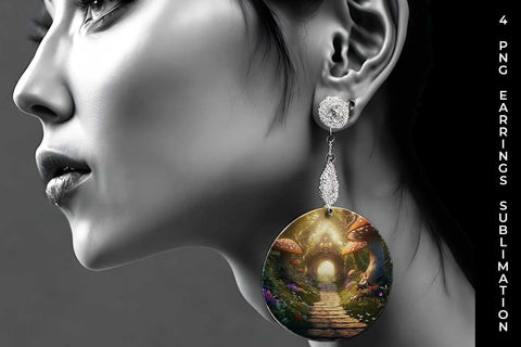 Enchanted Haven Earrings: Fairy Tale Forest, Magical Journey, Woodland Wonderland Sublimation Sintegra 