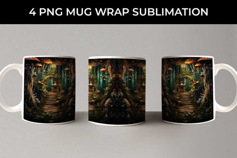 Enchanted Haven Mug Wrap: Fairy Tale Forest, Magical Journey, Woodland Wonderland Sublimation Sintegra 