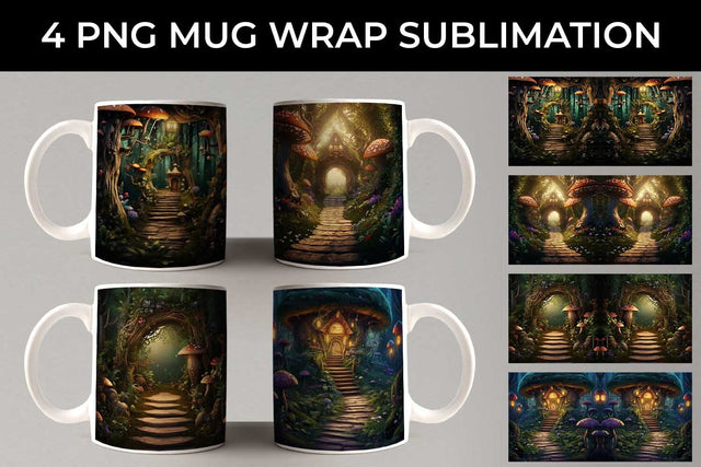 Enchanted Haven Mug Wrap: Fairy Tale Forest, Magical Journey, Woodland Wonderland Sublimation Sintegra 