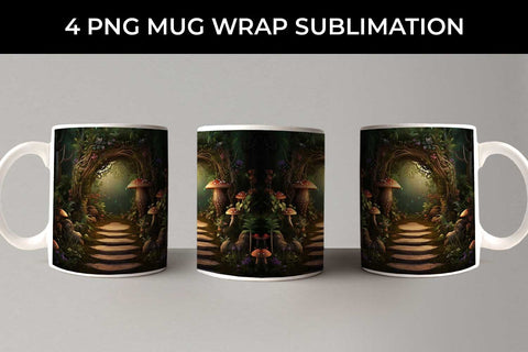 Enchanted Haven Mug Wrap: Fairy Tale Forest, Magical Journey, Woodland Wonderland Sublimation Sintegra 