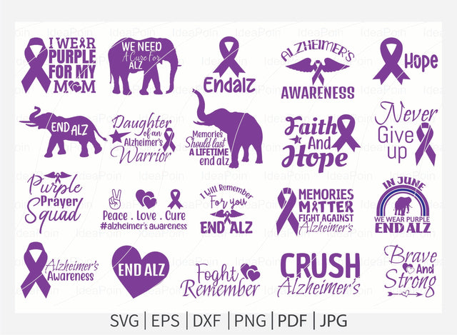 End Alzheimers svg, Alzheimer's Awareness Svg Bundle, Purple Ribbon Svg, Alzheimer's svg, Alzhiemer's Awareness, Alzheimer's Clipart SVG Dinvect 