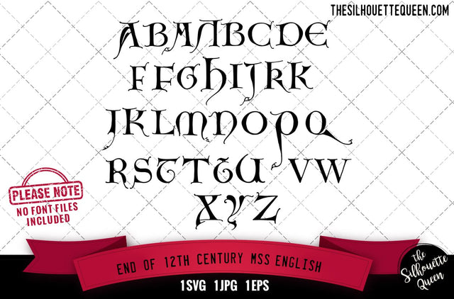 End of 12th Century Mss.English alphabets - ABC letters SVG Loveleen Kaur 