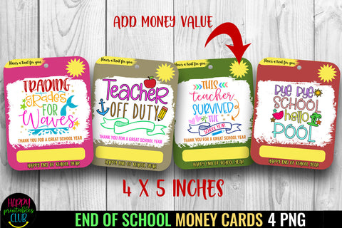 End of School Money Card Holder 3- Printable Money Card PNG SVG Happy Printables Club 