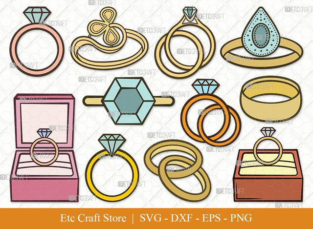 Engagement Ring Clipart SVG Cut File | Diamond Ring Svg | Wedding Ring Svg | Ring Svg | Diamond Wedding Ring Svg | Gold Ring Svg | Engagement Ring Svg Bundle SVG ETC Craft 