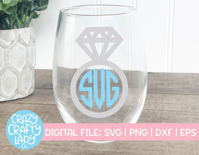 Engagement Ring Monogram Frame SVG Crazy Crafty Lady Co. 