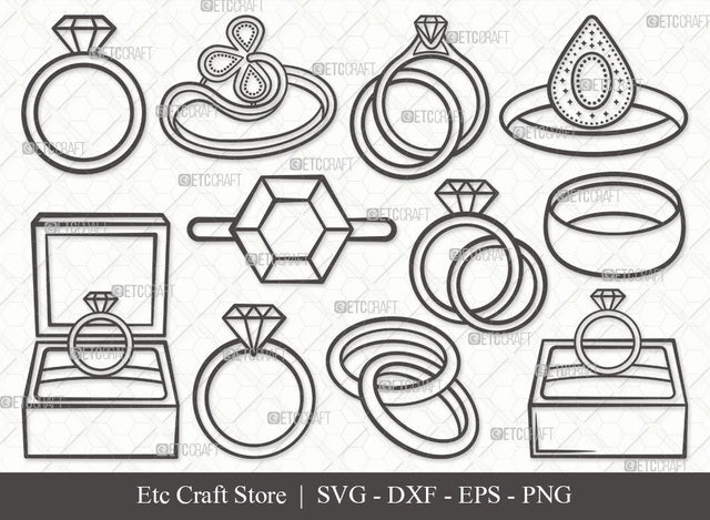 Engagement Ring Outline SVG Cut File | Diamond Ring Svg | Wedding Ring Svg | Ring Svg | Diamond Wedding Ring Svg | Gold Ring Svg | Engagement Ring Svg Bundle SVG ETC Craft 