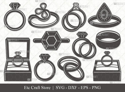 Engagement Ring Silhouette SVG Cut File | Diamond Ring Svg | Wedding Ring Svg | Ring Svg | Diamond Wedding Ring Svg | Gold Ring Svg | Engagement Ring Svg Bundle SVG ETC Craft 