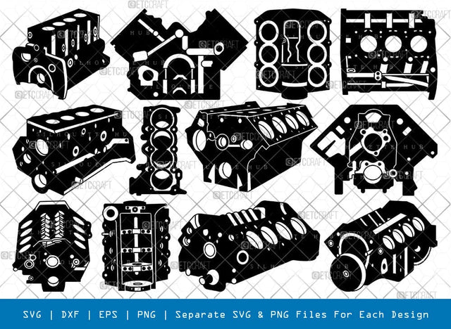 Engine Block Silhouette, Engine Block SVG, Cylinder Block Svg, Engine Parts Svg, Engine Block Bundle, SB00917 SVG ETC Craft 