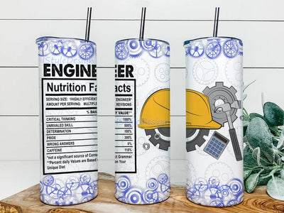Engineer Nutrition Facts 20oz Skinny Tumbler Png, Engineer Tumbler, Nutrition Facts Tumbler, Nutrition Tumbler, Profession Funny Facts Sublimation iStyleDesign 