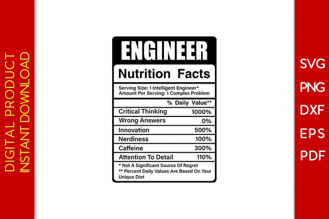 Engineer Nutrition Facts SVG PNG PDF Cut File SVG Creativedesigntee 