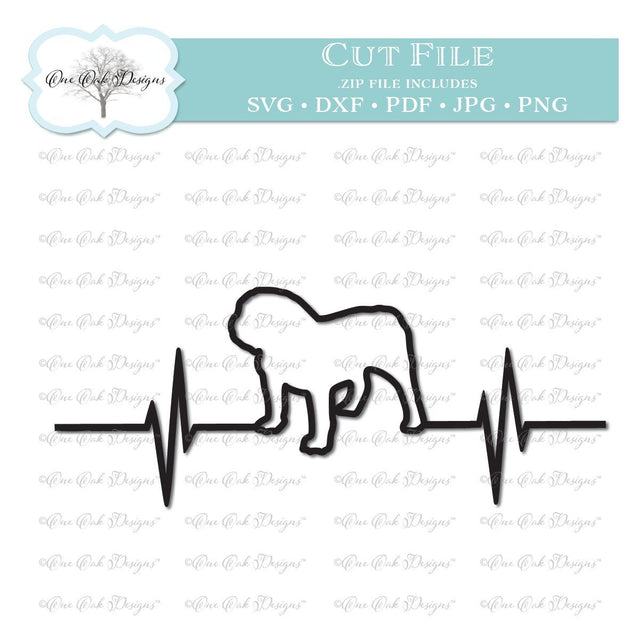 English Bulldog EKG Heartbeat SVG One Oak Designs 