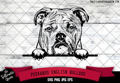 English Bulldog Peek A Boo | Peekaboo | Peeking Dog Face SVG for Glowforge, Cricut, Laser, Silhouette, Scan n cut files SVG Loveleen Kaur 
