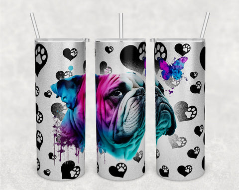 English Bulldog Tumbler Wraps Bundle, 20 Oz Skinny Tumbler English Bulldog Sublimation Designs, Seamless English Bulldog PNG, 5 Designs Sublimation HappyDesignStudio 