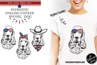 English Cocker Spaniel Dog Patriotic Cut files and Sublimation SVG Loveleen Kaur 