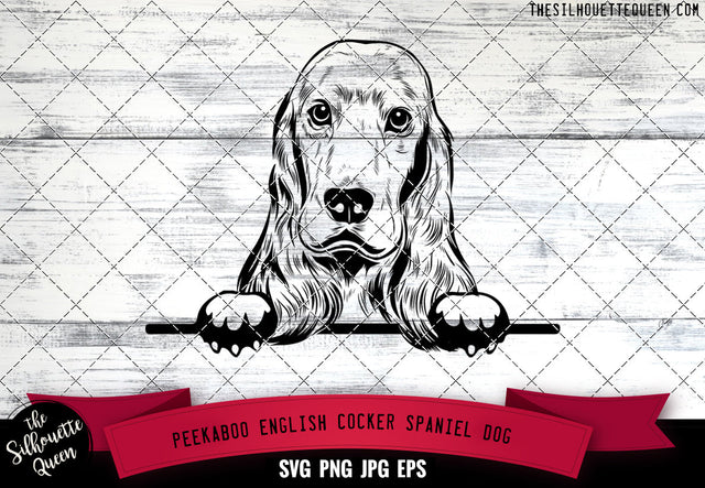 English Cocker Spaniel Peek A Boo | Peekaboo | Peeking Dog Face SVG for Glowforge, Cricut, Laser, Silhouette, Scan n cut files SVG Loveleen Kaur 