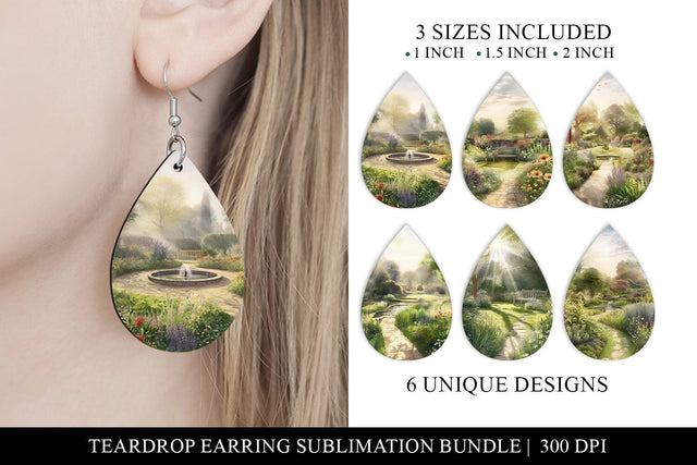 English Gardens in Spring Earring Sublimation Designs Sublimation BijouBay 